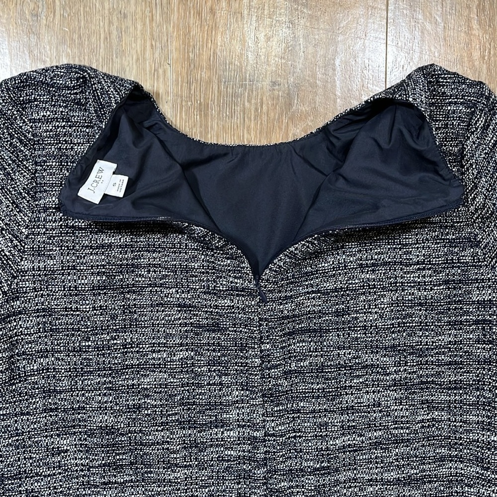 J. Crew Navy Blue Tweed Short Sleeve Fringe Cotton Lined Top Shirt Small EUC - Picture 10 of 14